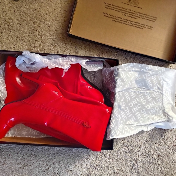 I.N.C , international concepts red thigh high boots shiny patent leather - Picture 5 of 7